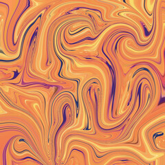 A vivid abstract texture featuring flowing orange and yellow marble curves. This swirling liquid pattern background design creates a vibrant artistic feel.

