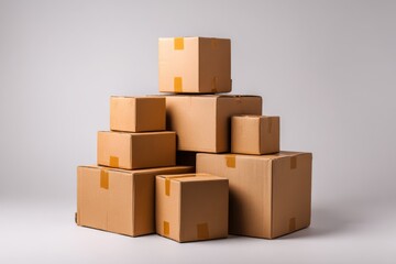 Fototapeta premium Cardboard boxes stacked for shipping and delivery logistics