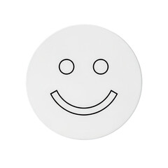 Fototapeta premium Simple white circular graphic displays a universally recognized happy expression against a dark background.