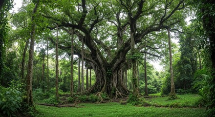 Fototapeta premium Ancient Banyan Tree Majestic Forest Canopy