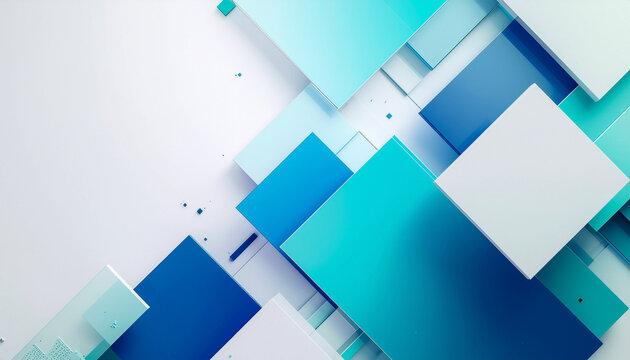 Abstract geometric background with overlapping blue and white squares creating a dynamic and modern design.