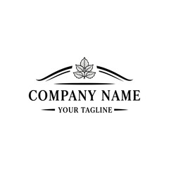 Elegant botanical leaf logo template for company branding identity.