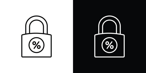 Fixed rate mortgage icon symbol, Set of line icons pack