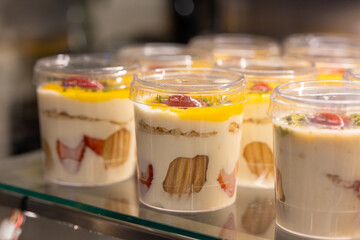 Close-Up of Magnolia Dessert in Café Display
