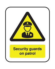 Obraz premium Security Patrol Warning Sign – Guard Silhouette in Triangle