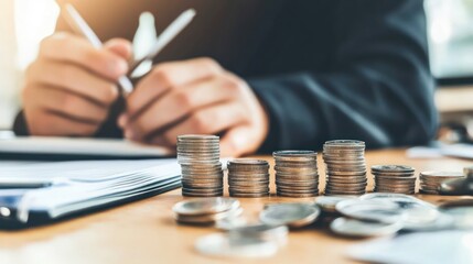 delving into personal finance management strategies with focus on coin stack arrangement and meticulous documentation analysis for growth