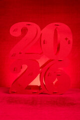 Chinese New Year of 2026 decorations on red