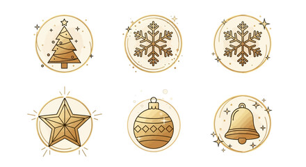 Gold Halo Christmas Icon Set