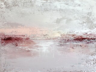 Naklejka premium Abstract Landscape Painting with Earth Tones and Textured Surface Aesthetic Art