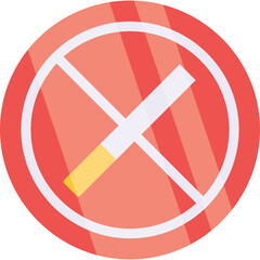Obraz premium Round Red Sign With White Circle Inside Depicting A Crossed Out Cigarette Indicating No Smoking Symbol Against A Transparent Background