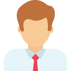 Professional Man In A Blue Dress Shirt And Red Tie With Short Brown Hair And Peach Skin Isolated On A Transparent Background Clean Design Flat Vector Icon