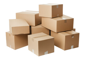 Fototapeta premium A stacked arrangement of multiple brown cardboard boxes with varying sizes. a clean and organized presentation. suitable for shipping. storage. or packaging purposes