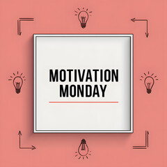 Motivation Monday Flat Frame with Lightbulb & Growth Arrow: Inspirational Blank Banner Template