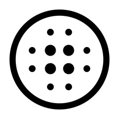 Image Blur or grain effect icon. Circular symbol showing texture intensity, film grain, and visual noise adjustment for photo editing. Blur effect symbol, sign.