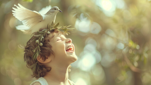 Peace Hope Dove Series &ndash; Emotional Peace Concept with Dove and Child 4K Ultra Realistic
