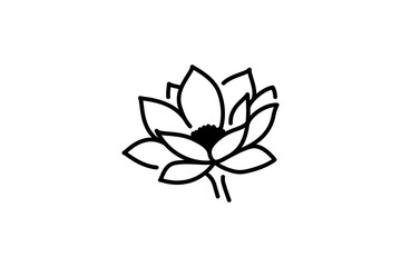 blooming flower icon template design. black line style isolated on white background