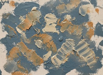 Abstract painting creating textured impasto in blue and brown