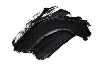 A dynamic brushstroke of black paint on a clean white background. artistic expression and creativity. ideal for design projects. backgrounds. or art-related themes