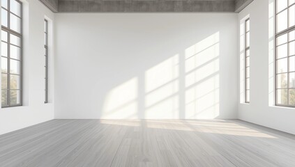 Fototapeta premium Empty white modern interior with windows