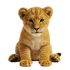 Fototapeta premium A captivating studio shot of a young lion cub, showcasing its adorable features and soft fur.
