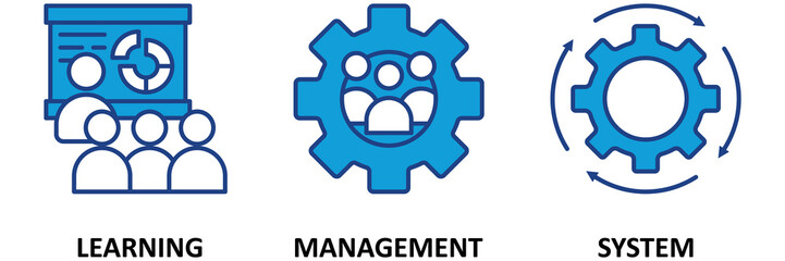 LMS icon set illustration concept for learning management system, educational courses, training and development programs with online learning, administration, growth, and automation