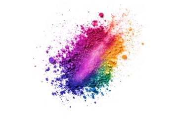 A explosion of colored powder in a spectrum of hues. a creative artistic expression on a white background. ideal for backgrounds or design projects