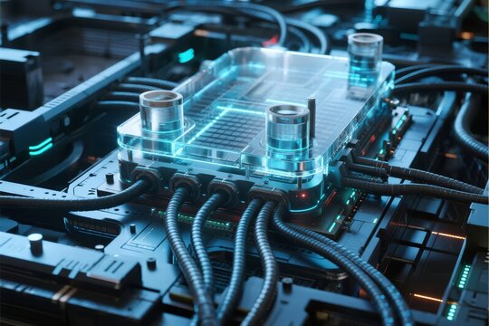 Advanced electronic circuit board with transparent cooling module and illuminated components