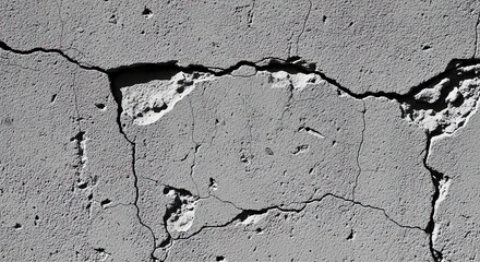 Obraz premium Cracked concrete wall texture in monochrome closeup.