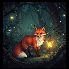 Lantern Fox Digital Painting