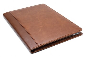 brown leather notebook