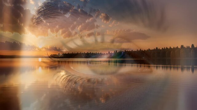 Detailed close-up of a human eye featuring a vivid galaxy reflection in the iris. The image conveys themes of imagination, cosmic connection, and the universe within.