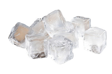 Obraz premium A close-up view of several clear ice cubes stacked together. their crystalline structure and reflections. ideal for culinary presentations or beverage enhancement