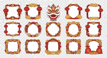 Lunar New Year Frames Auspicious Ornaments & Festive Accents