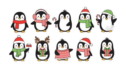 Festive Penguin Collection Adorable Holiday Illustrations for Cards, Decorations, and More!