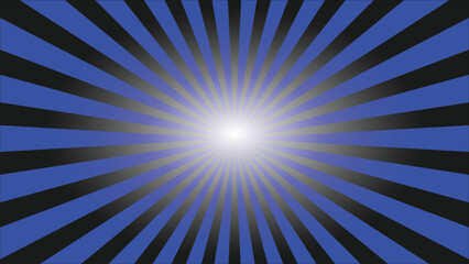 blue  and Black Radial Burst Background – Abstract Sunburst Explosion Pattern with Centered Lines, Retro Pop Art Style Backdrop for Posters, Banners, Comic Templates, and Graphic Design