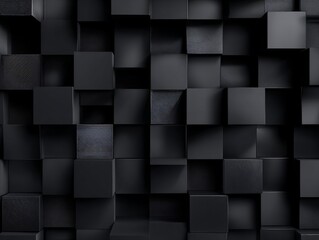 Black Cube Abstract Background Pattern Dark Tones Modern Design Geometric Shapes Shadow Play Minimalist Style Grayscale Textured Surface Depth and Dimension