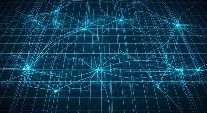 Futuristic Digital Network Grid &ndash; Data Connections & Neural Web v3