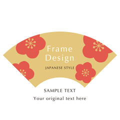 金色の扇型　新年お正月フレーム　年賀状和風あしらいパーツアイコン	