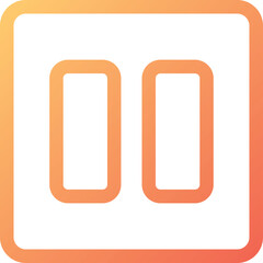 Simple orange gradient square icon with two vertical parallel lines symbolizing pause function on a clean white background