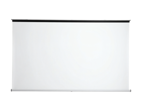 Blank retractable projector screen ready for presentations and creative visual displays, perfect for meetings