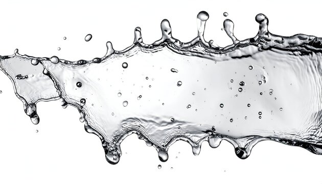 High-speed photo of a clear water splash against a bright white backdrop