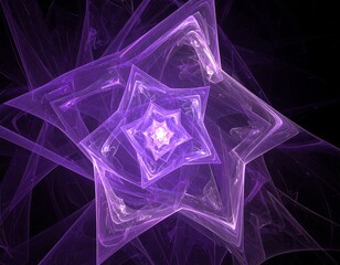 Intricate fractal of purple nested stars, geometric, abstract