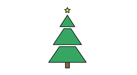 Fototapeta premium Minimal triangle christmas tree icon with sharp edges on white background