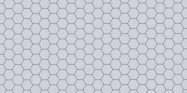 Seamless grey hexagon tile pattern. Honeycomb ceramic tiled texture for bathroom wall, kitchen floor, pool surface. Repeating mosaic grid background. Repeated light blue wallpaper. Vector backdrop