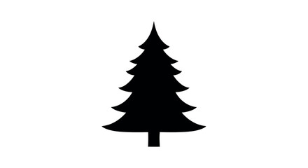 Obraz premium Symmetrical layered christmas tree silhouette with white background