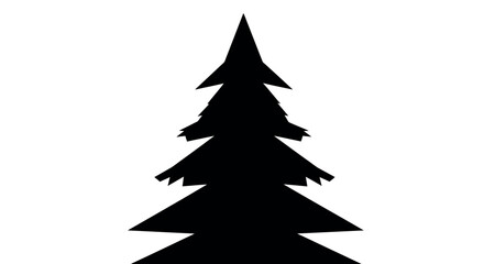 Fototapeta premium Sharp edged christmas tree silhouette with pointed branches on a white background