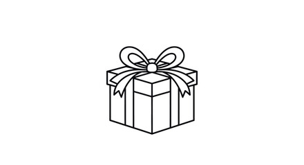 Obraz premium Minimalist line art gift box with ribbon and bow simple celebration icon