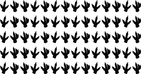 Bird footprints pattern, dinosaur tracks, black three-toed marks, symmetrical grid, wildlife trail texture, prehistoric animal print, nature path design