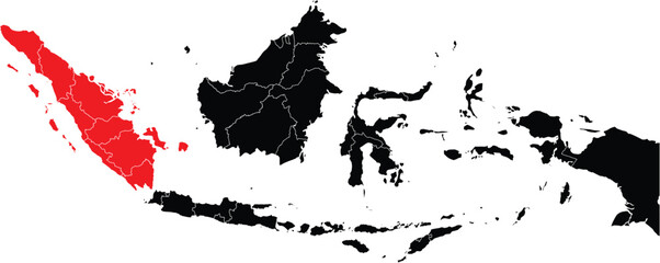 Obraz premium Sumatra Islands Region on Map of Indonesia