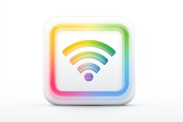 Vibrant glossy 3D WiFi icon with rainbow gradient on white isolated background